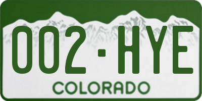 CO license plate 002HYE