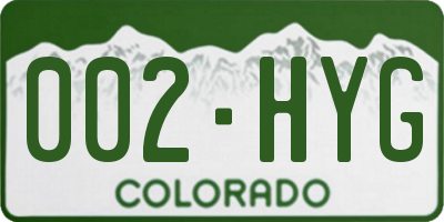 CO license plate 002HYG