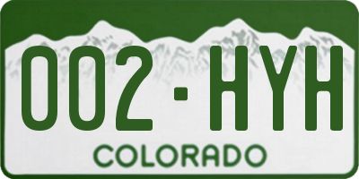 CO license plate 002HYH