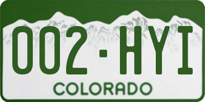 CO license plate 002HYI
