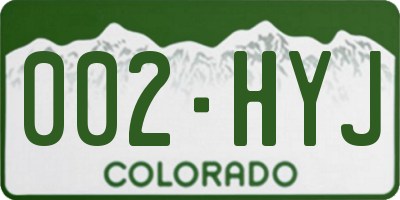 CO license plate 002HYJ