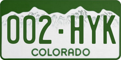 CO license plate 002HYK
