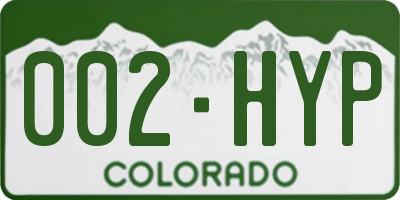 CO license plate 002HYP