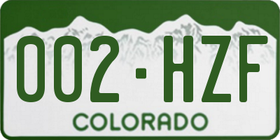 CO license plate 002HZF