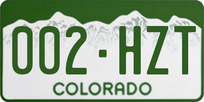 CO license plate 002HZT