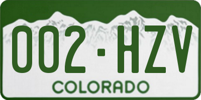 CO license plate 002HZV