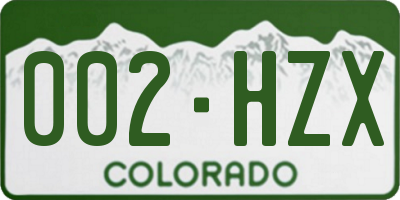 CO license plate 002HZX
