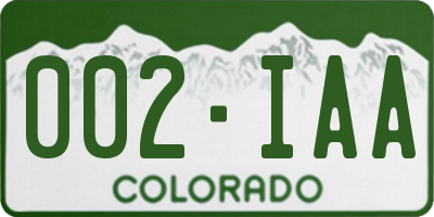 CO license plate 002IAA