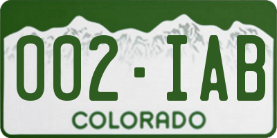 CO license plate 002IAB