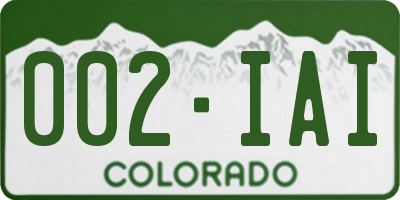 CO license plate 002IAI
