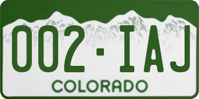 CO license plate 002IAJ