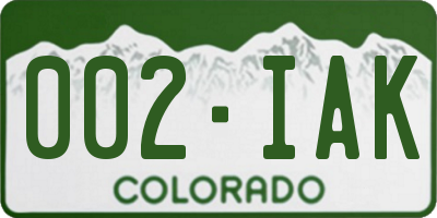CO license plate 002IAK