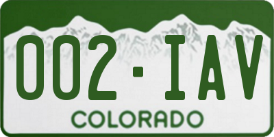 CO license plate 002IAV