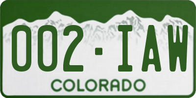 CO license plate 002IAW
