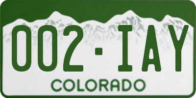 CO license plate 002IAY