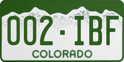 CO license plate 002IBF