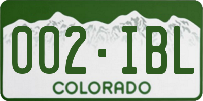 CO license plate 002IBL