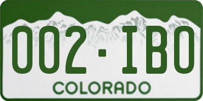 CO license plate 002IBO