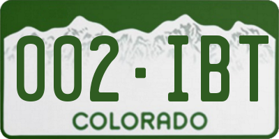 CO license plate 002IBT