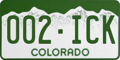 CO license plate 002ICK