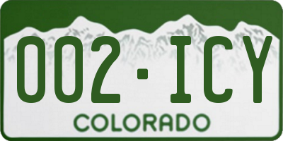 CO license plate 002ICY