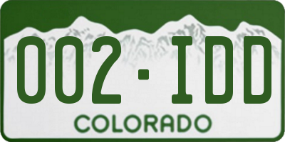 CO license plate 002IDD