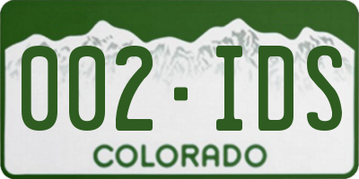 CO license plate 002IDS