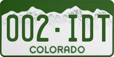 CO license plate 002IDT