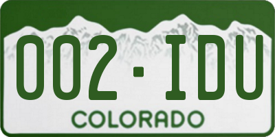 CO license plate 002IDU