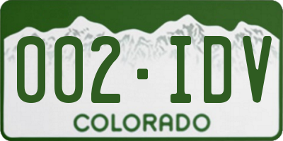 CO license plate 002IDV