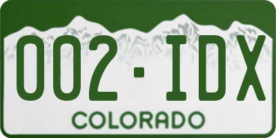 CO license plate 002IDX