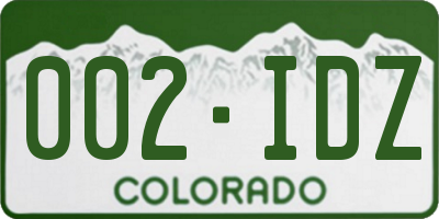 CO license plate 002IDZ