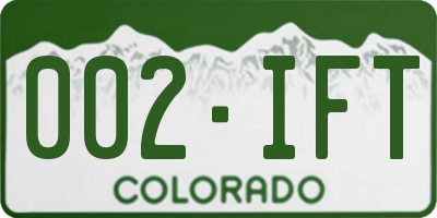 CO license plate 002IFT