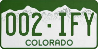 CO license plate 002IFY