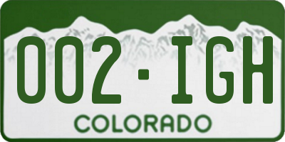 CO license plate 002IGH