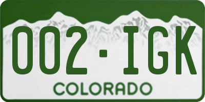 CO license plate 002IGK