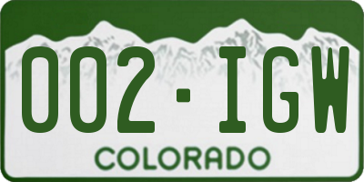 CO license plate 002IGW