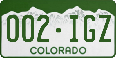 CO license plate 002IGZ