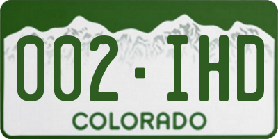 CO license plate 002IHD