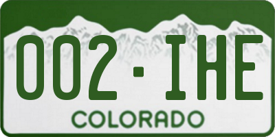 CO license plate 002IHE