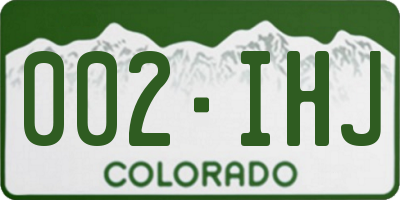 CO license plate 002IHJ