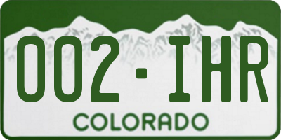 CO license plate 002IHR