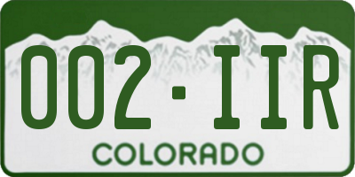 CO license plate 002IIR