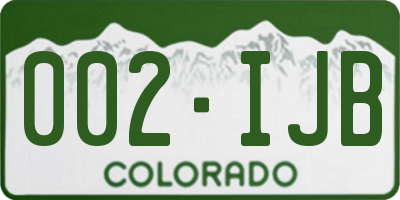 CO license plate 002IJB