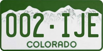 CO license plate 002IJE