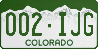 CO license plate 002IJG