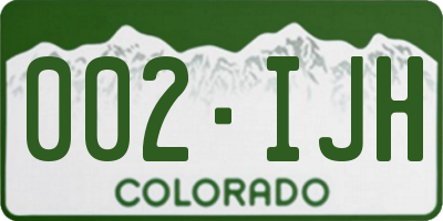 CO license plate 002IJH