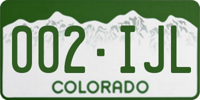 CO license plate 002IJL