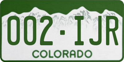 CO license plate 002IJR