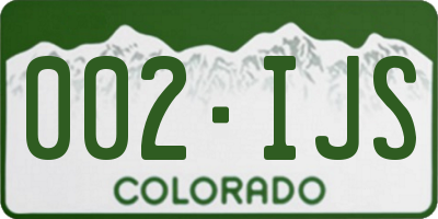 CO license plate 002IJS